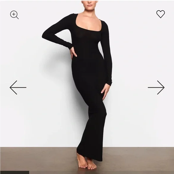 SKIMS | Dresses | Skims Black Long Sleeve Dress | Poshmark